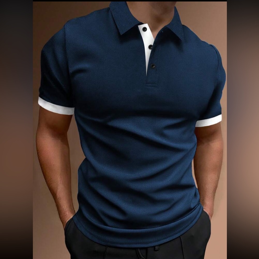 Men Contrast Cuff Polo Shirt